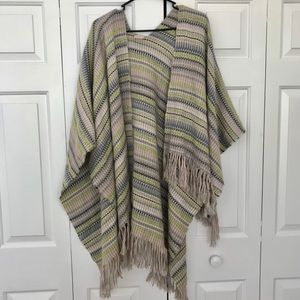 Free People Knit Pink Green & Black Kimono Shaw